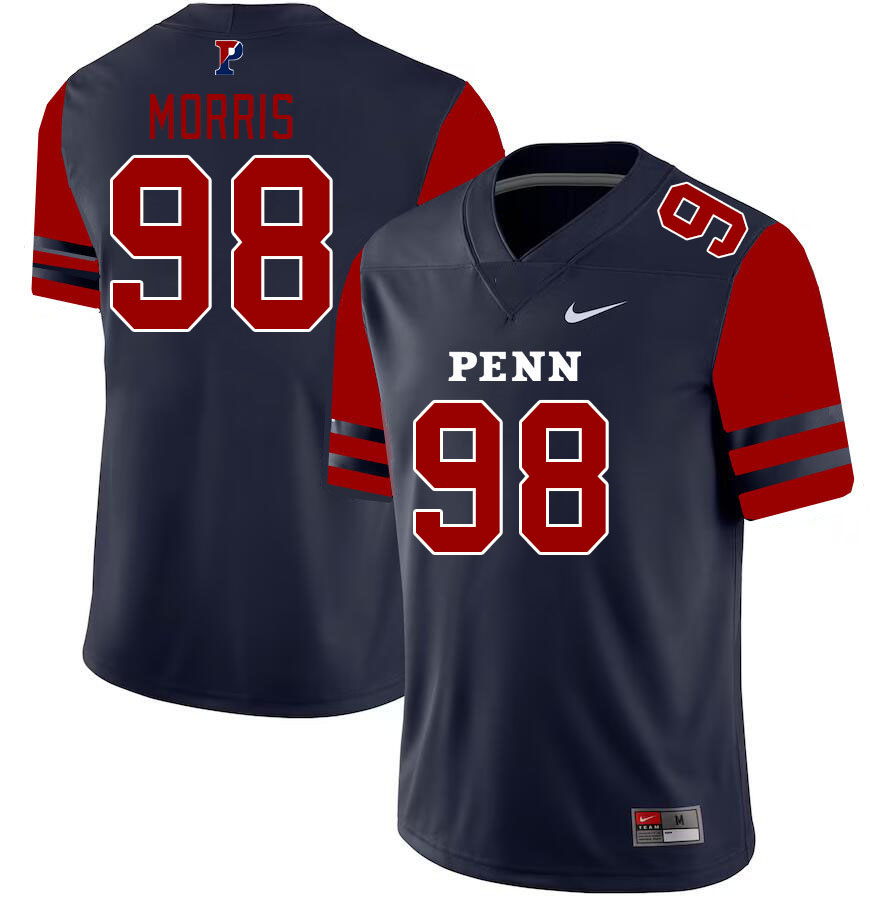 Men-Youth #98 Micah Morris Penn-Quakers 2023 College Football Jerseys Stitched-Blue